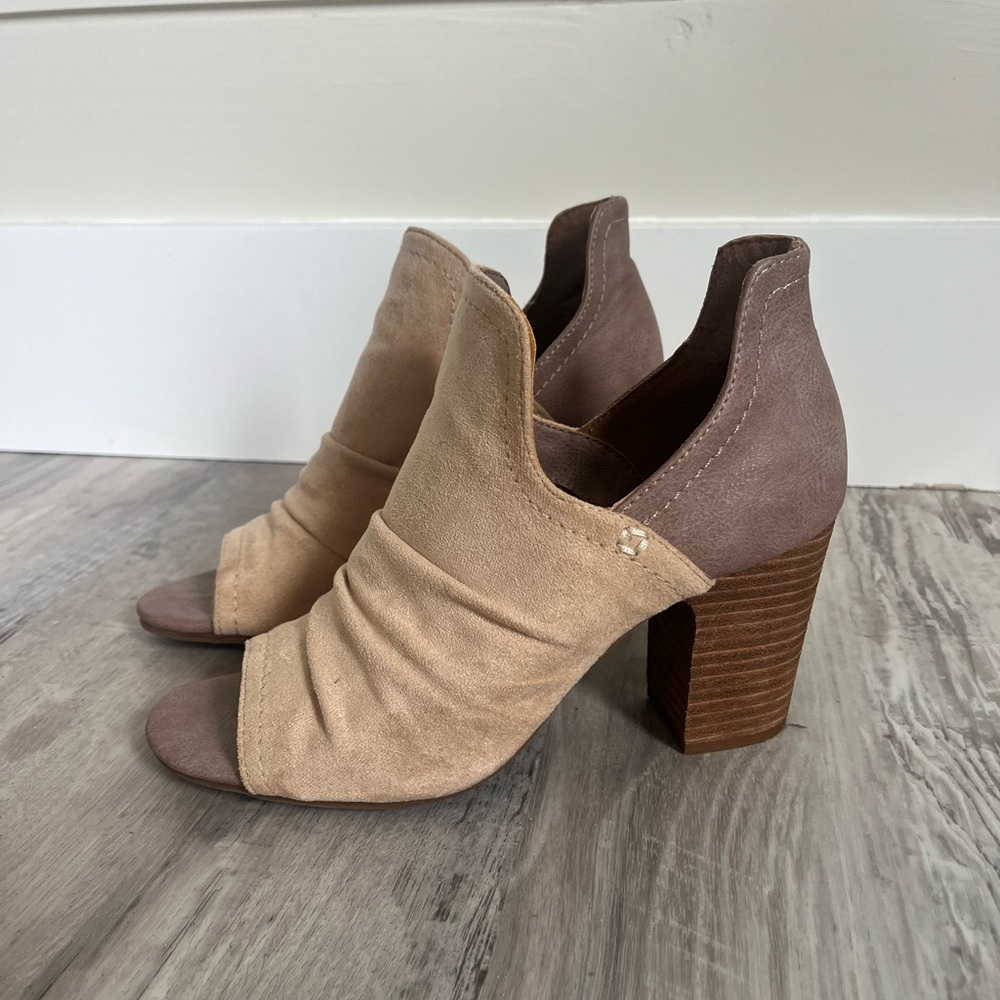 Suede Open Toe Heels